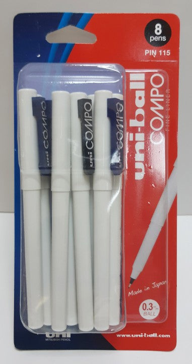 Uni-ball Compo 0.3mm Wallet of 8 Pcs - Al Masam Stationery LLC Main image