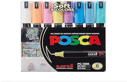 Mitsubishi 1M Uni Posca Bullet Tip Extra Fine Soft Color Marker 8 Pcs Pack - Al Masam Stationery LLC Main image