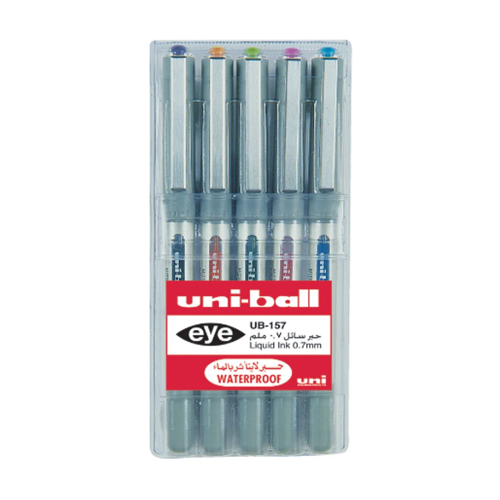 Uni-ball UB 157 Eye Fine Roller Pen Wallet of 5 Color Asst - Al Masam Stationery LLC Main image
