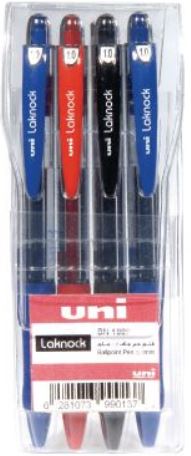 Uni Laknock SN100F Ball point 1.4mm Wallet of 4 Color - Al Masam Stationery LLC Main image