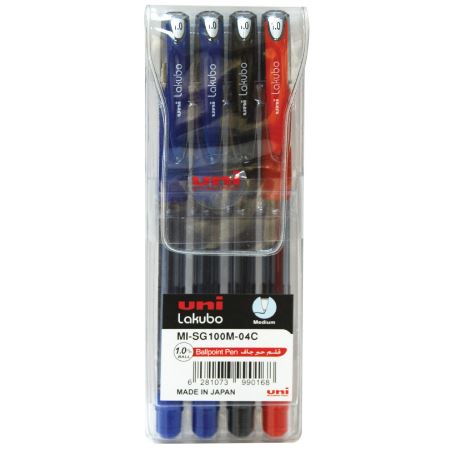 Uni Lakubo SG100M Ball point 1.0mm Wallet of 4 Color - Al Masam Stationery LLC Main image