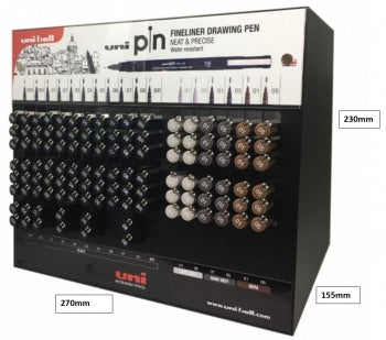 Uni Pin 200 Fine Line Display of 114 Pcs Asst sizes and colors - Al Masam Stationery LLC Main image
