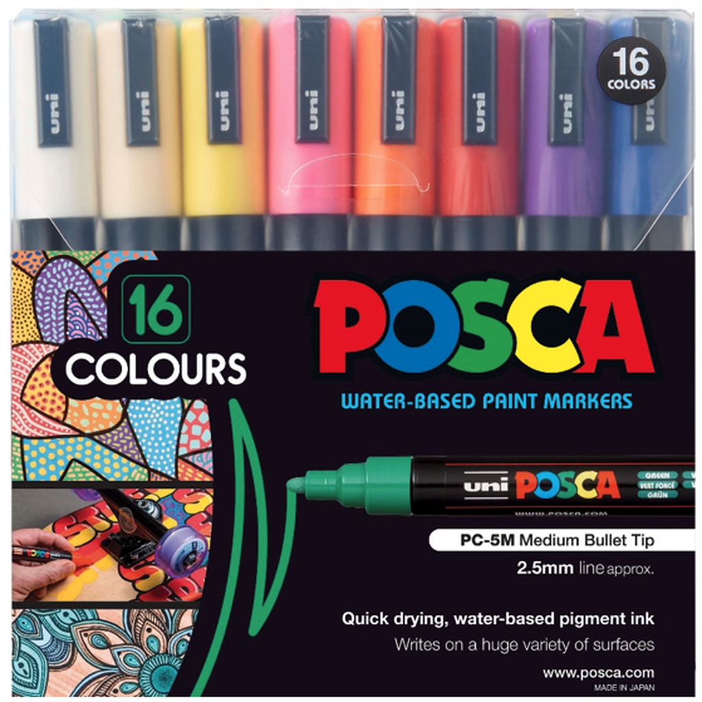 Mitsubishi Uni Posca PC-5M Bullet marker with a fine tip and vibrant ink in a clear image showcasing its design and color.