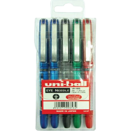 Uniball UB185 EYE Needle R/Pen 0.5mm Wallet of 5 colors - Al Masam Stationery LLC Main image