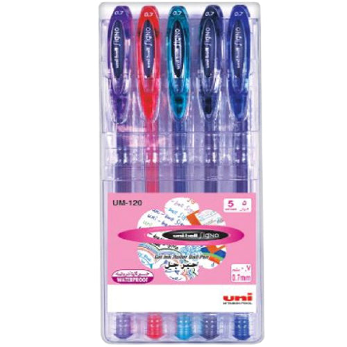 Uniball UM120 Signo 0.7mm Wallet of 5 Colors - Al Masam Stationery LLC Main image