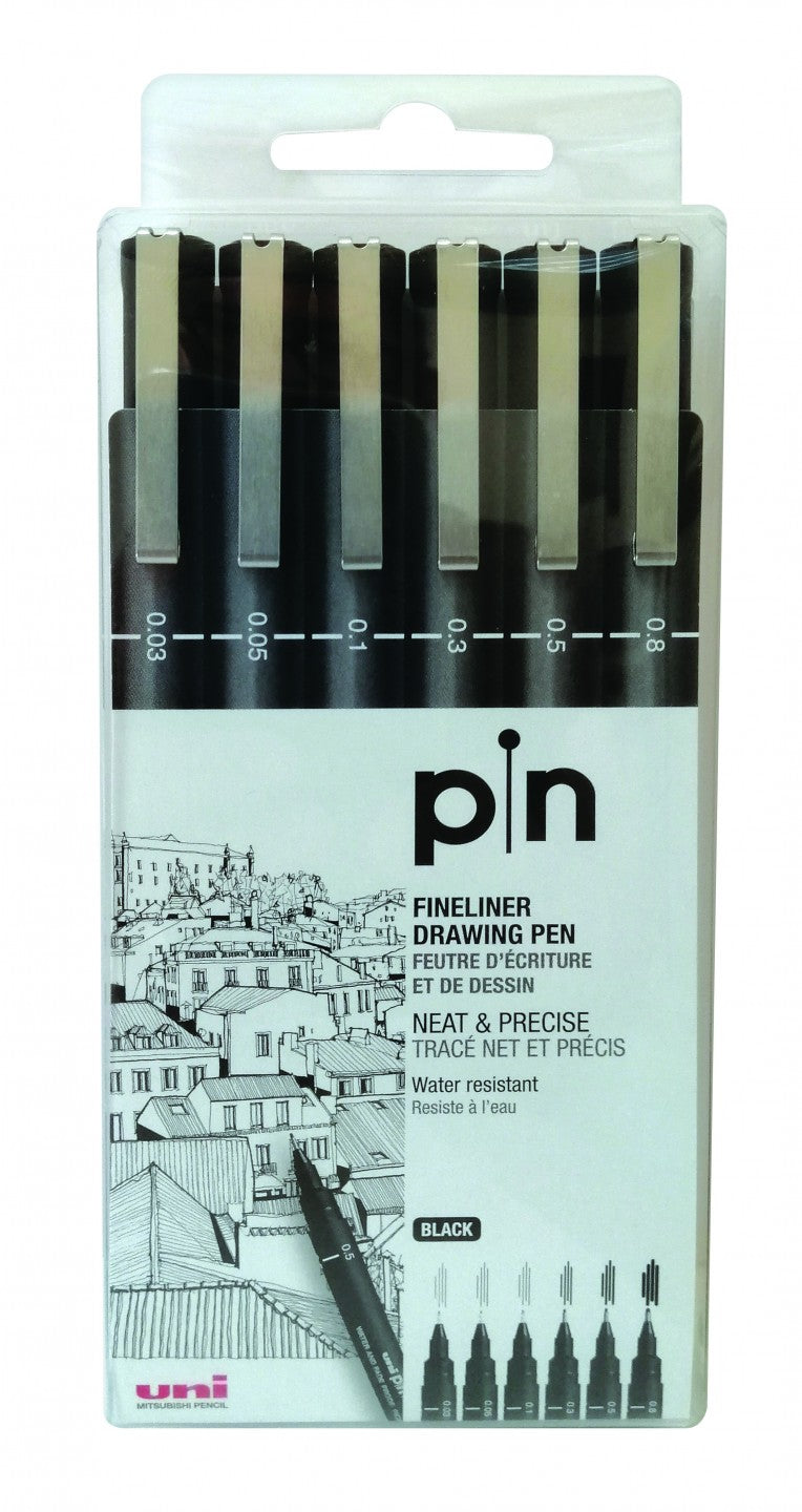 Uni Pin 200 Fine Liner - (MI-PIN200-06CBK) - Al Masam Stationery LLC Main image