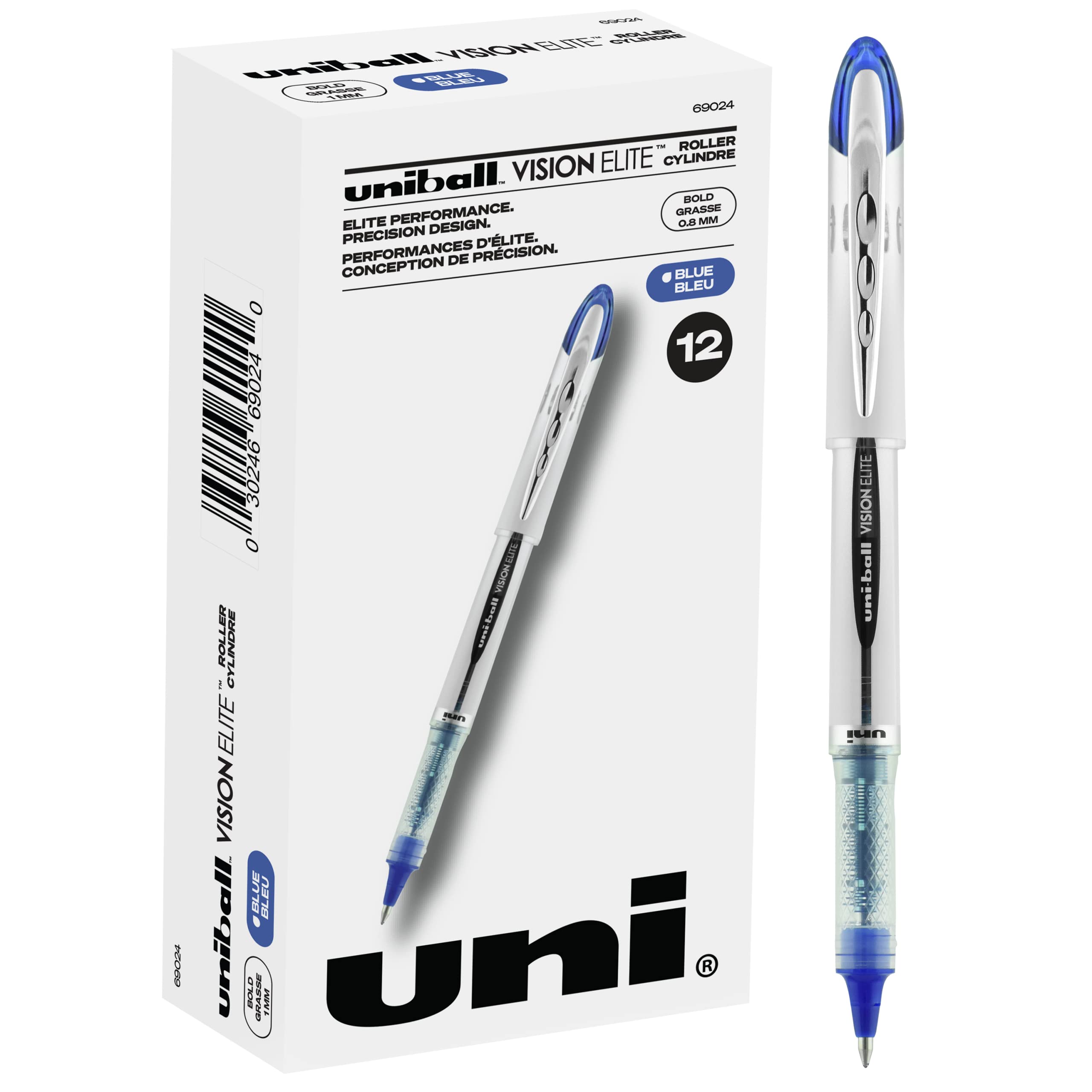 Mitsubishi Vision Elite Roller pen 0.8mm Blue / Black - Al Masam Stationery LLC Main image