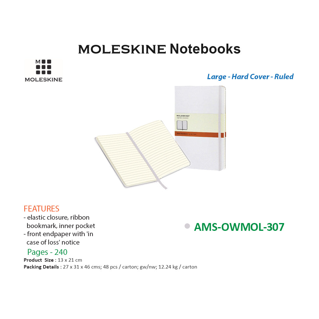 Moleskine Classic Notebook White 307 - Al Masam Stationery LLC