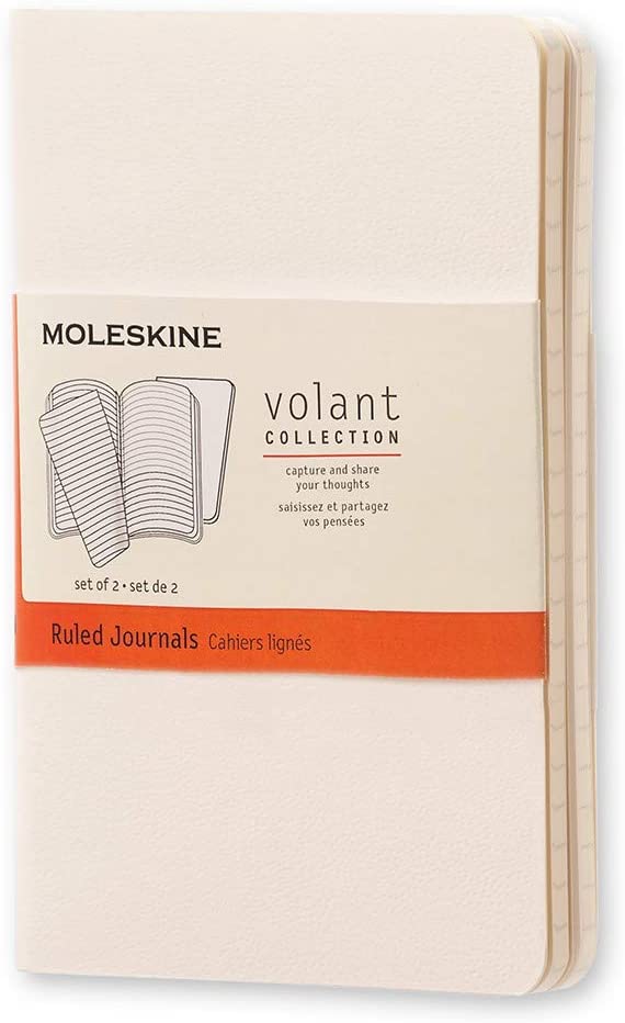 Moleskine Volant Ruled Pocket Notebook Set of 2 White - Al Masam Stationery LLC Main image