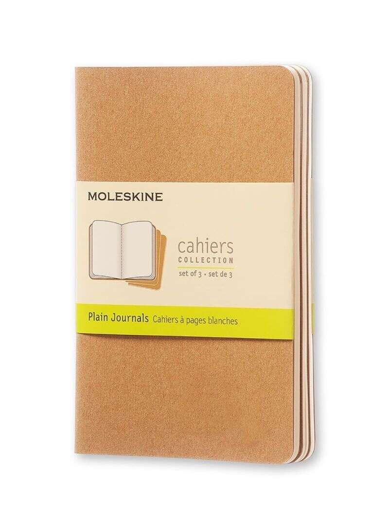 Moleskine Cashier Plain Pocket Size Set of 3 kraft Brown - Al Masam Stationery LLC Main image