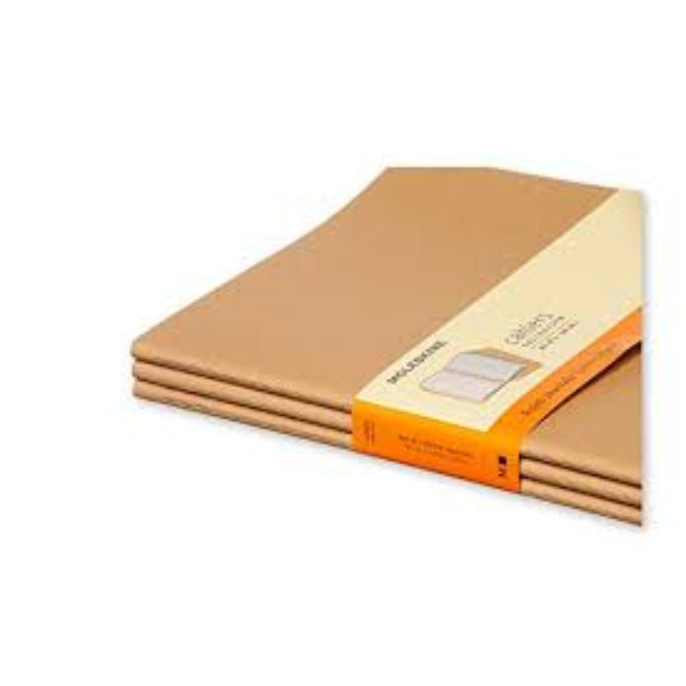 Moleskine Cashier Ruled Extra Large Size Set of 3 kraft Brown - Al Masam Stationery LLC Main image