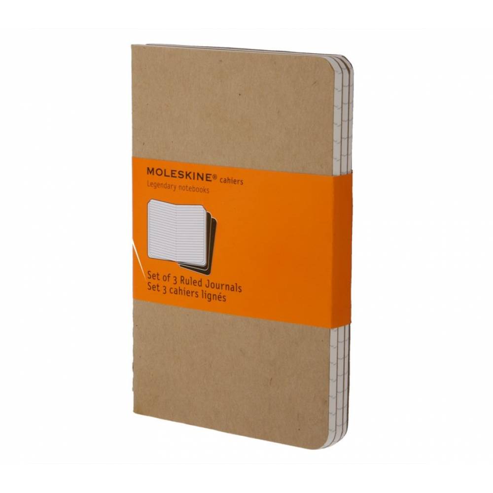 Moleskine Cashier Ruled Pocket Size Set of 3 kraft Brown - Al Masam Stationery LLC Main image