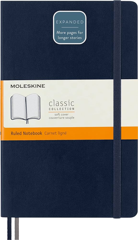 Moleskine Classic Soft Cover Notebook Ruled Extra Large Sapphire Blue - Al Masam Stationery LLC Main image