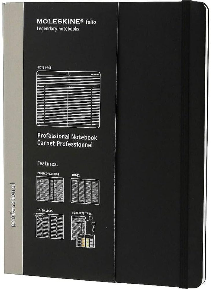 Moleskine Professional A4 Hard Cover Notebook Double Excel Black - Al Masam Stationery LLC