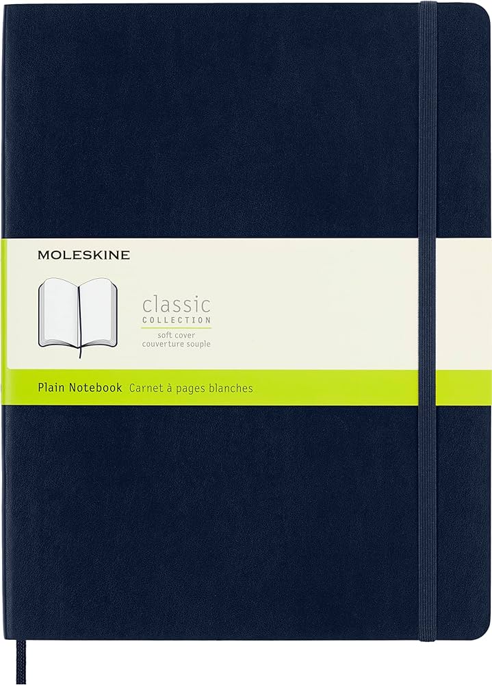Moleskine Sapphire Soft Cover Large Plain Notebook Blue - Al Masam Stationery LLC Main image