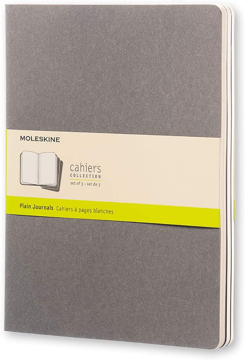 Moleskine Set of 3 Cahier Plain X-Large Journals Pebble Grey - Al Masam Stationery LLC Main image