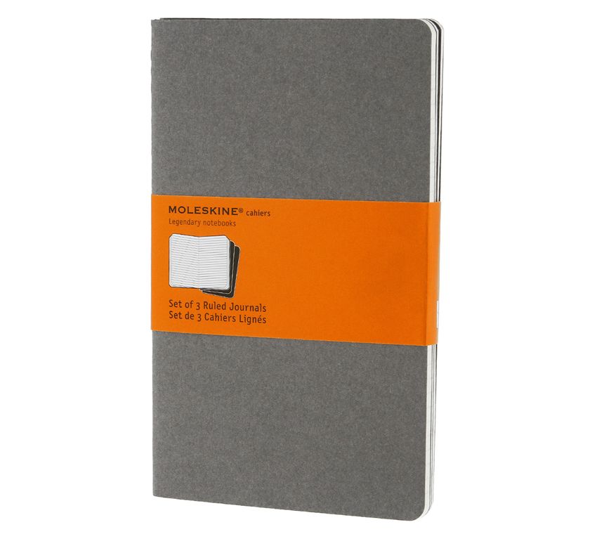 Moleskine Set of 3 Cahier Ruled Large Journals Pebble Grey - Al Masam Stationery LLC Main image
