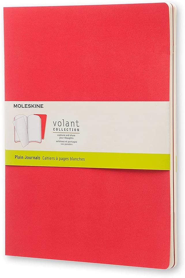 Moleskine Volant Plain Extra Large Notebook Set of 2 Scarlet Red - Al Masam Stationery LLC Main image