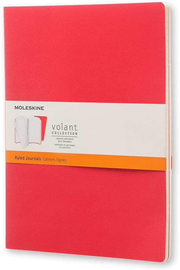Moleskine Volant Ruled Extra Large Notebook Set of 2 Scarlet Red - Al Masam Stationery LLC Main image