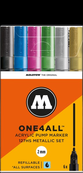 Molotow 127Hs Metallic-Set - 2Mm, Pkt Of 6 - Al Masam Stationery LLC Main image
