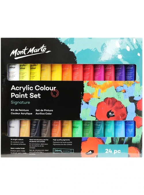 Mont Marte Acrylic Colour Pastel Paint Set Signature 12pc x 36ml (1.2 US fl.oz), Creamy Pastel Acrylic Paint Set, Good Coverage, Semi-Matte Finish