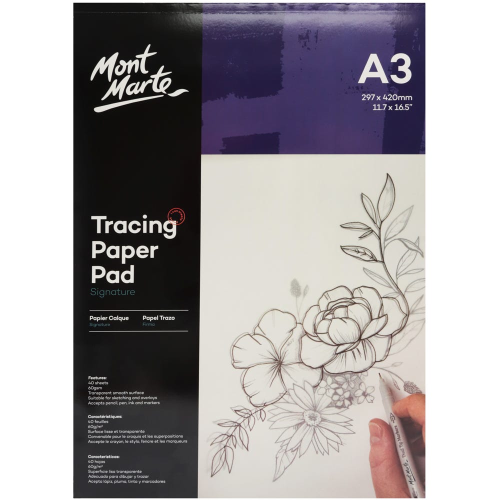 Mont Marte Tracing Paper Pad 60gsm 40 sheet A3 - Al Masam Stationery LLC Main image