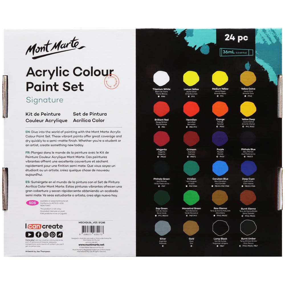 Mont Marte Acrylic Paint Set 24pc x 36ml - Al Masam Stationery LLC - art & craft - art & craft
