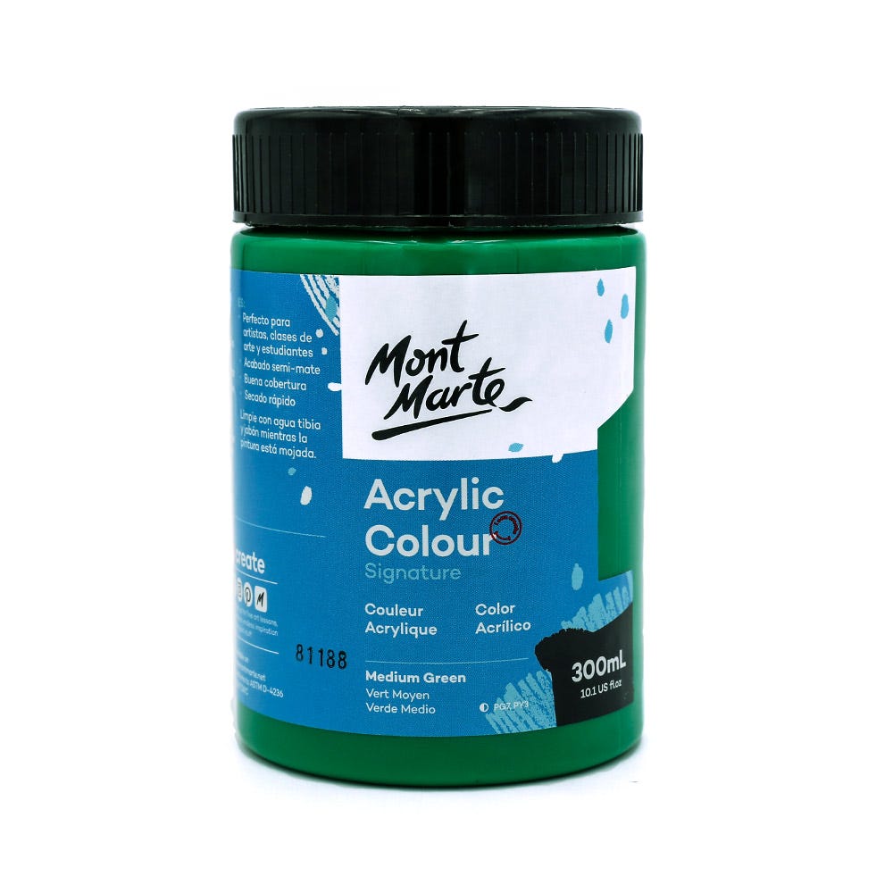 Mont marte Acrylic Colour Paint 300ml - Medium Green - Al Masam Stationery LLC