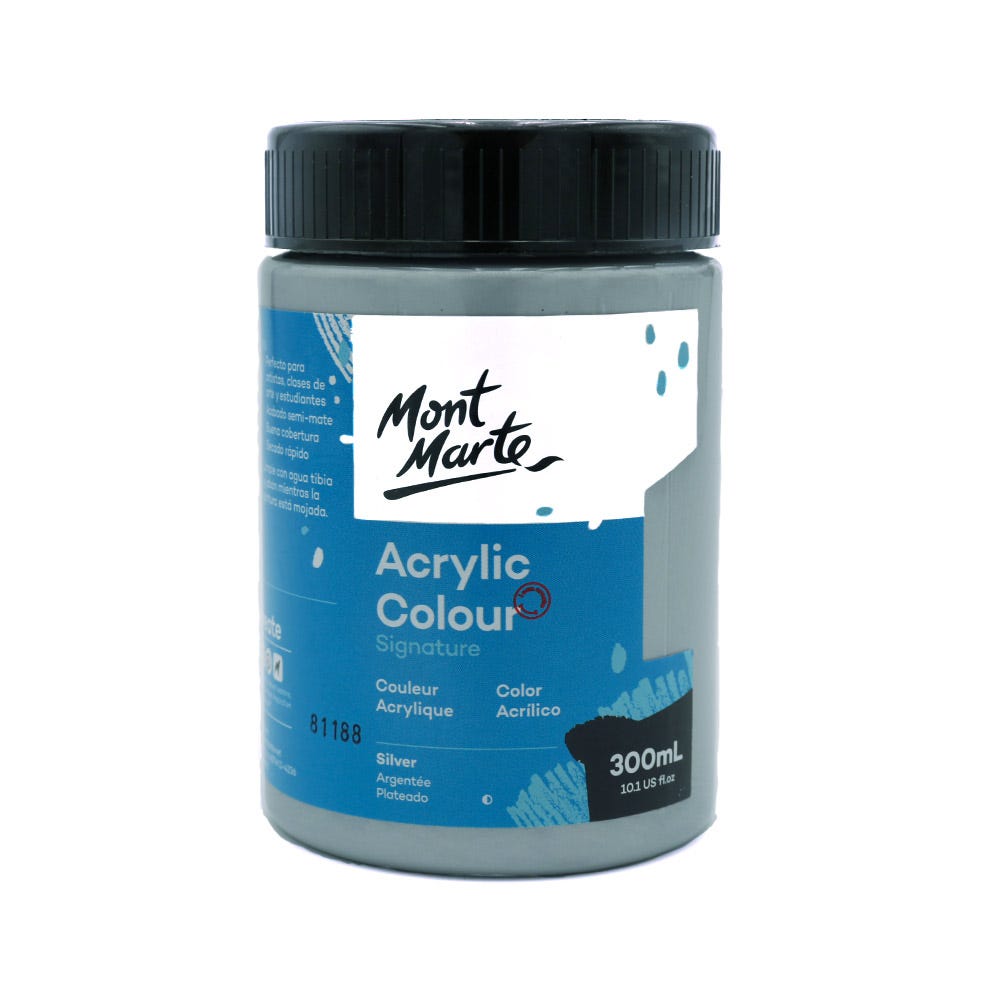 Mont marte Acrylic Colour Paint 300ml - Silver - Al Masam Stationery LLC