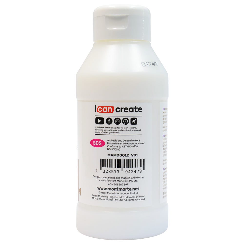 Mont Marte Gloss Acrylic Medium 250ml for Acrylic Paint Mixing, Shine & Glazing