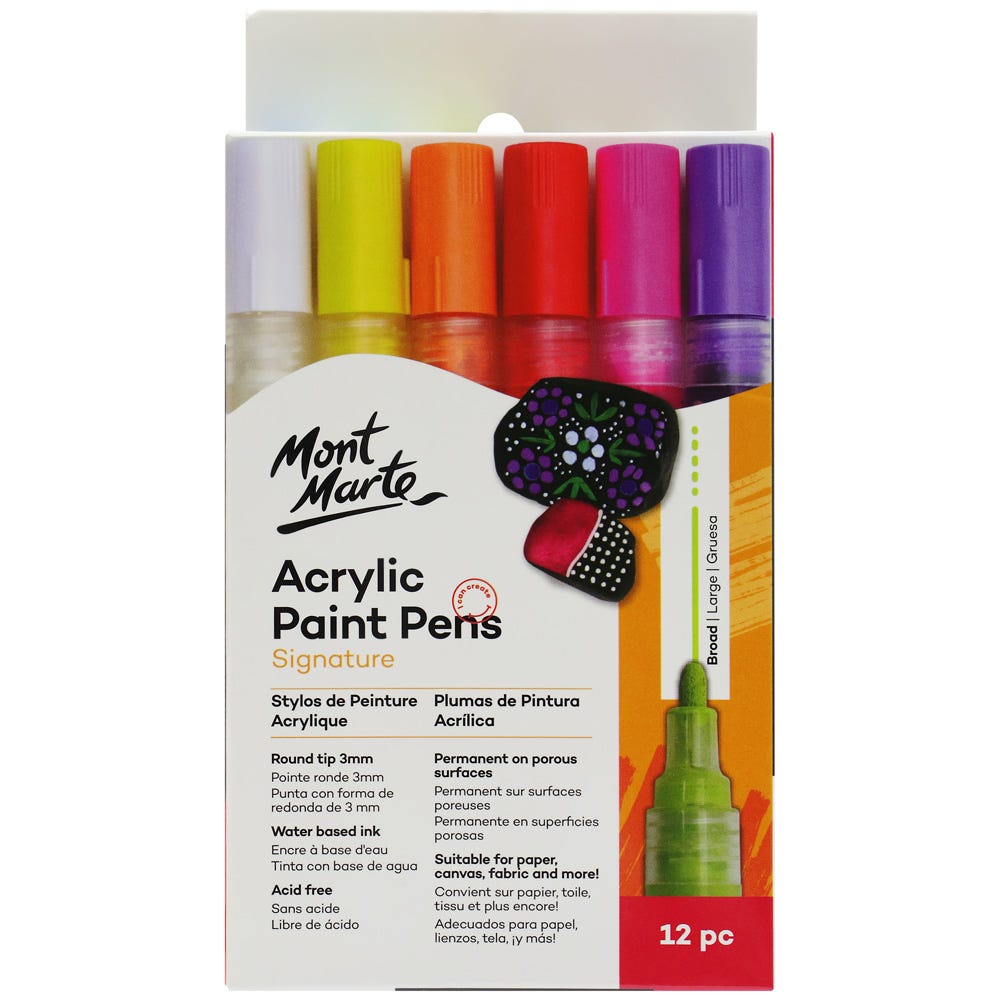 Mont Marte Acrylic Paint Pens Broad Tip 12pc - Al Masam Stationery LLC Main image