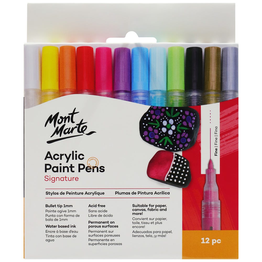 Mont Marte Acrylic Paint Pens Fine Tip 12pc - Al Masam Stationery LLC Main image