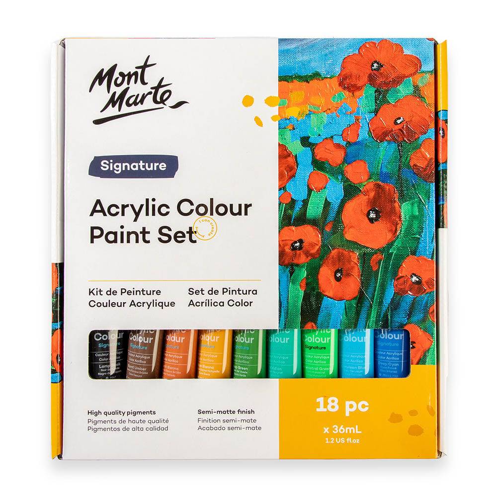 Mont marte Acrylic Colour Pastel Colours 18pc x 36ml - Al Masam Stationery LLC
