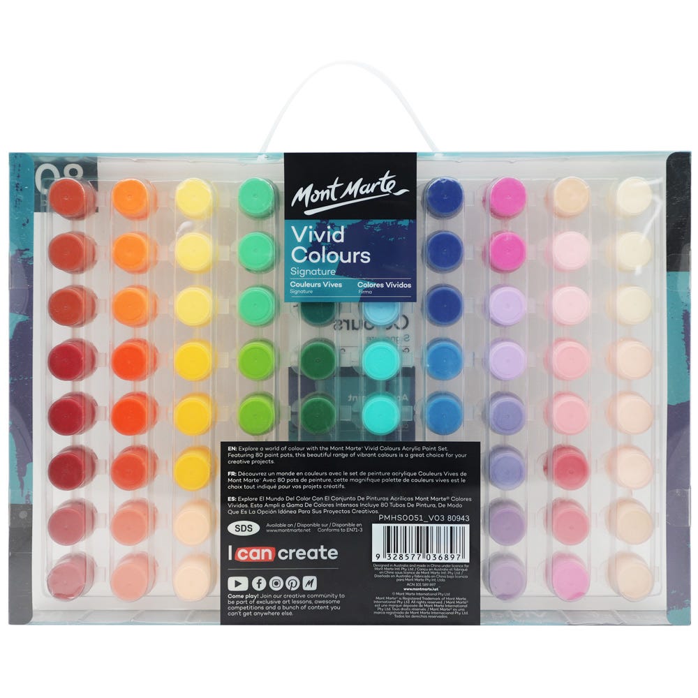 Mont Marte Vivid Colours Acrylic Paint Set 80pc - Al Masam Stationery LLC Main image
