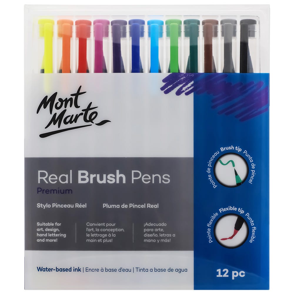 Mont Marte Real Brush Pens 12pc - Al Masam Stationery LLC