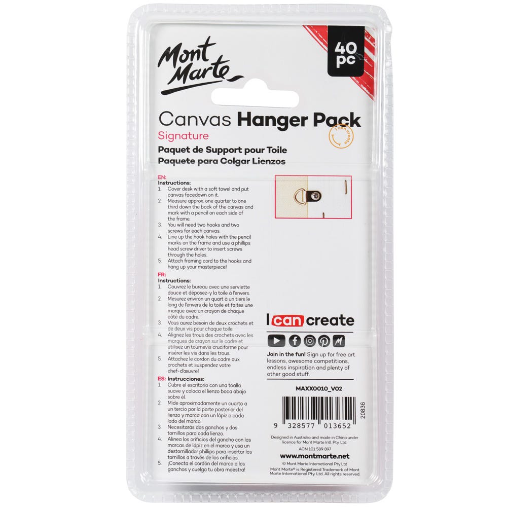 Mont marte Canvas Hanger Pack 20pce - Al Masam Stationery LLC