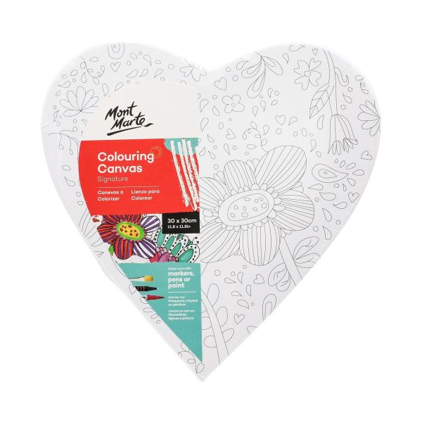 Mont Marte Colouring Canvas 30cm Heart 2 asstd - Al Masam Stationery LLC Main image
