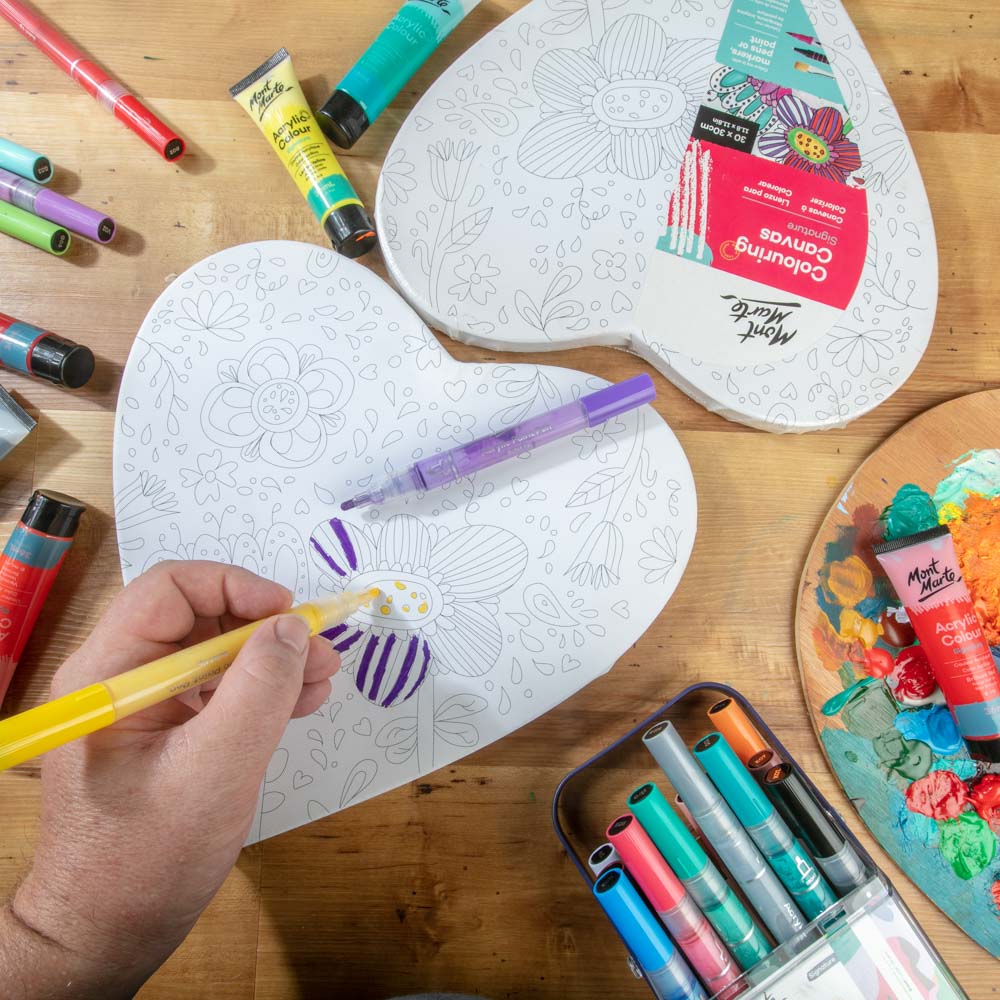 Mont Marte Colouring Canvas 30cm Heart 2 asstd - Al Masam Stationery LLC