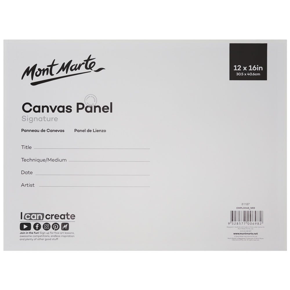 Mont Marte Canvas Panel 30.5x40.6cm - Al Masam Stationery LLC