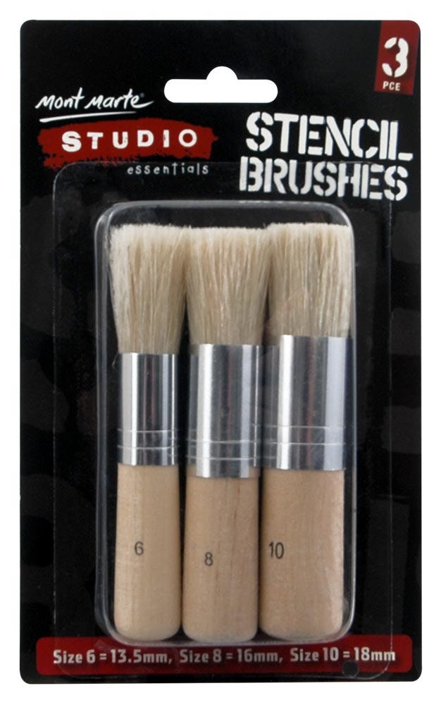 Mont Marte Studio Stencil Brushes Pkt 3 - Al Masam Stationery LLC Main image