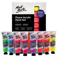 MM Fluoro Acrylic Paint Set 8pc x 36ml - Al Masam Stationery LLC