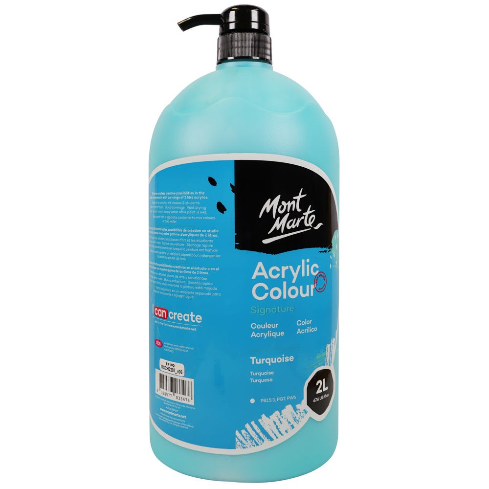 Mont marte Acrylic Colour 2L Pump - Turquoise - Al Masam Stationery LLC