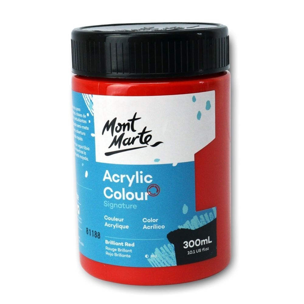 Mont marte Acrylic Colour Paint 300ml - Brilliant Red - Al Masam Stationery LLC Main image