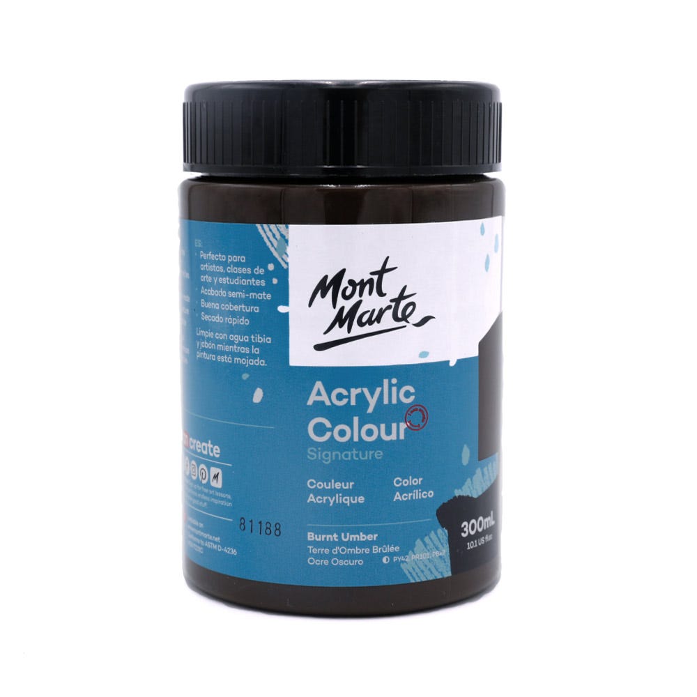 Mont marte Acrylic Colour Paint 300ml - Burnt Umber - Al Masam Stationery LLC Main image