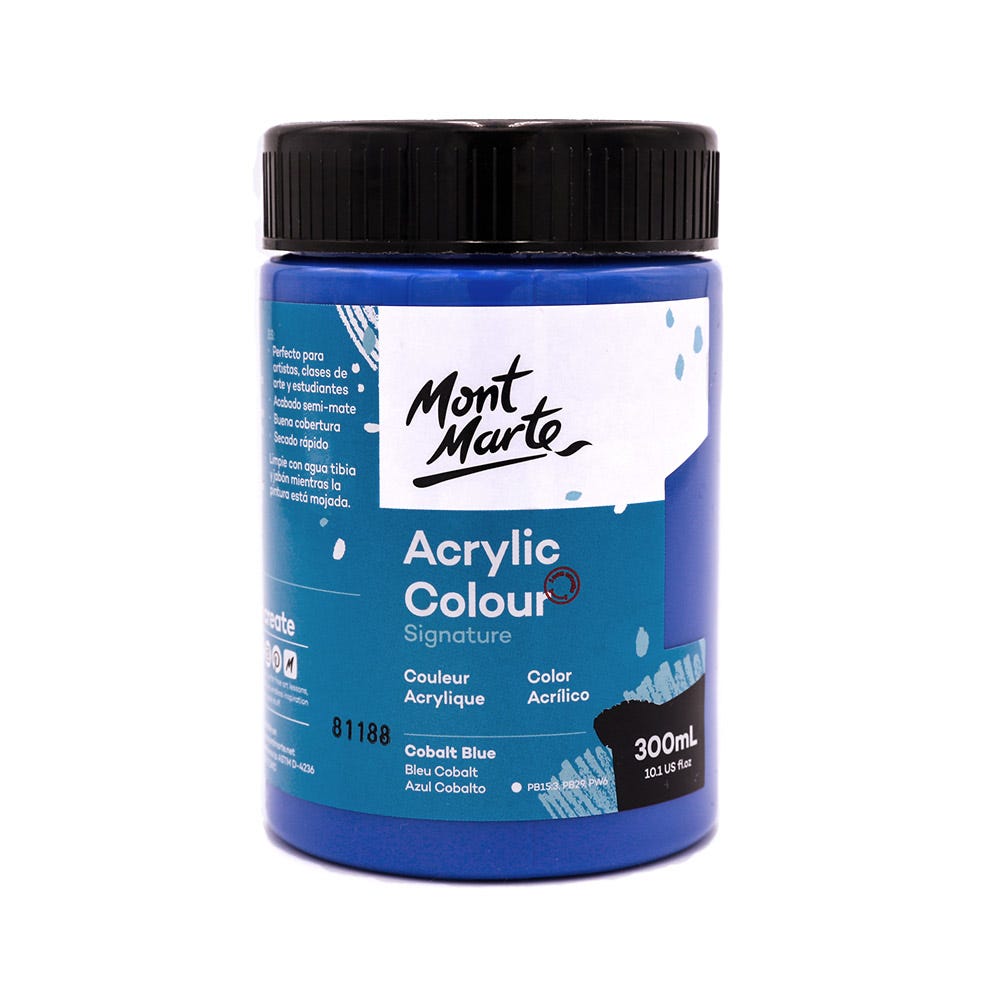 Mont marte Acrylic Colour Paint 300ml - Cobalt Blue - Al Masam Stationery LLC Main image