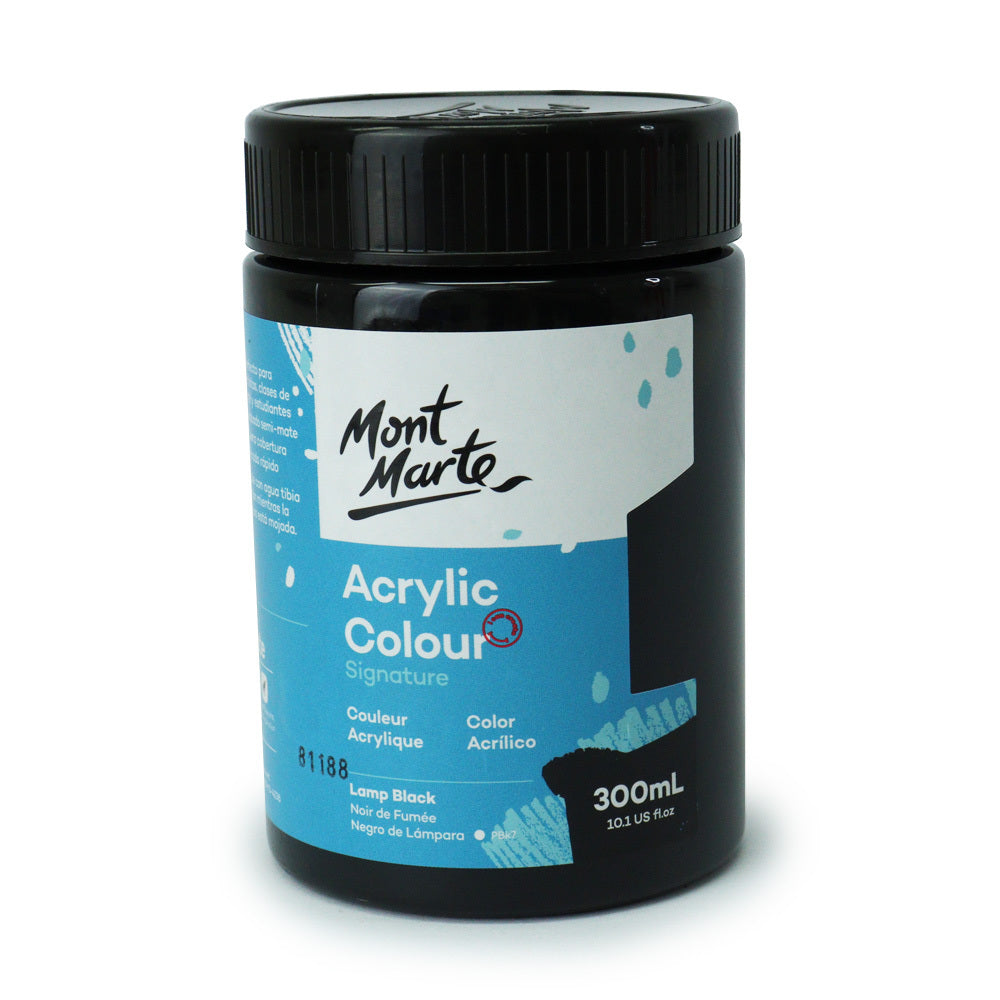 Mont marte Acrylic Colour Paint 300ml - Lamp Black - Al Masam Stationery LLC Main image