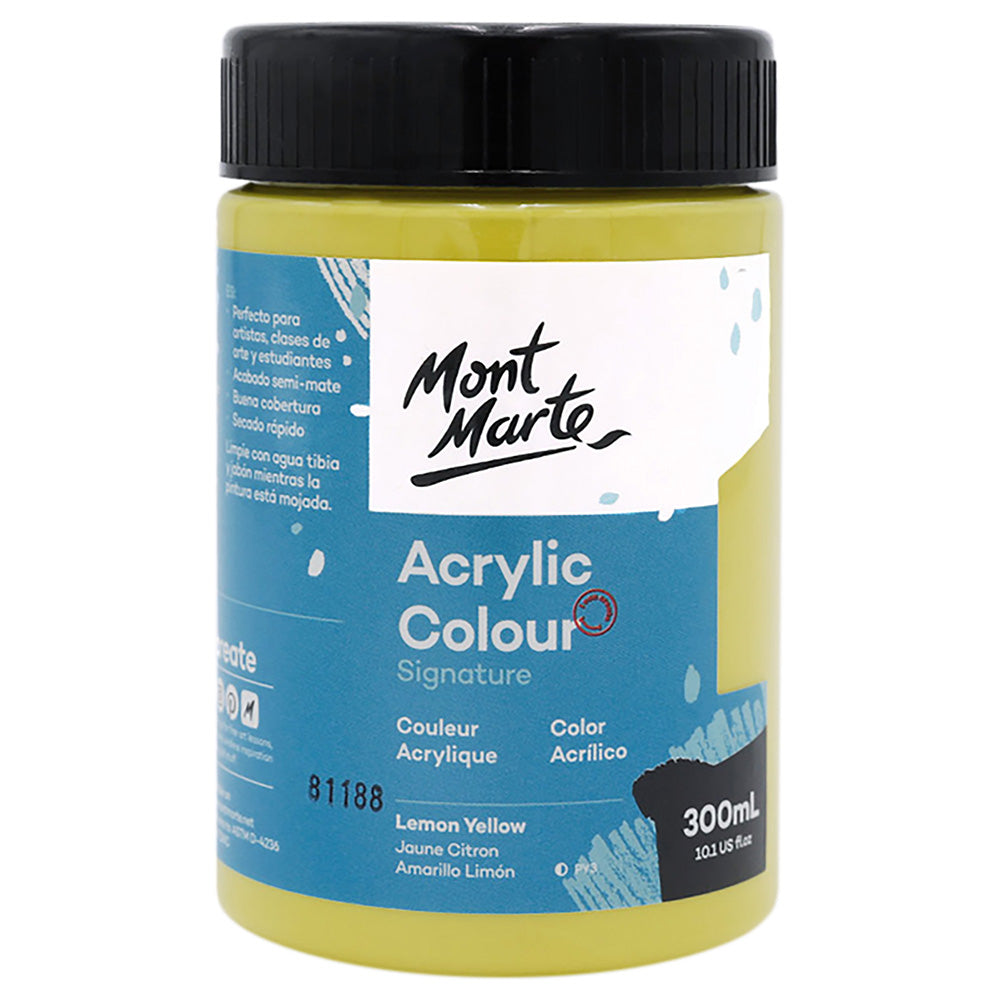 Mont marte Acrylic Colour Paint 300ml - Lemon Yellow - Al Masam Stationery LLC Main image