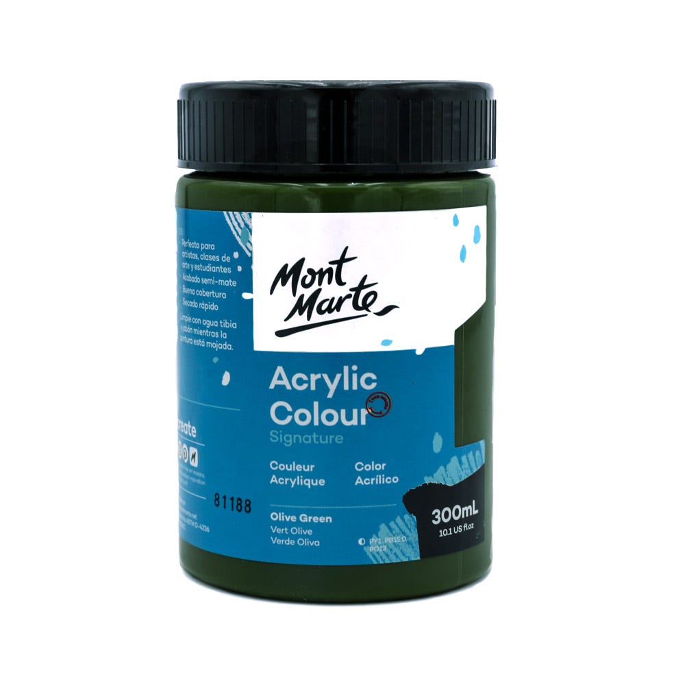 Mont marte Acrylic Colour Paint 300ml - Olive Green - Al Masam Stationery LLC Main image
