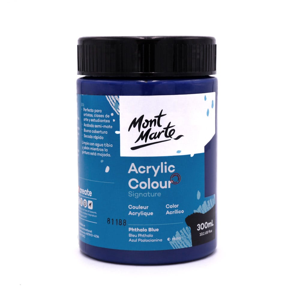 Mont marte Acrylic Colour Paint 300ml - Phthalo Blue - Al Masam Stationery LLC Main image