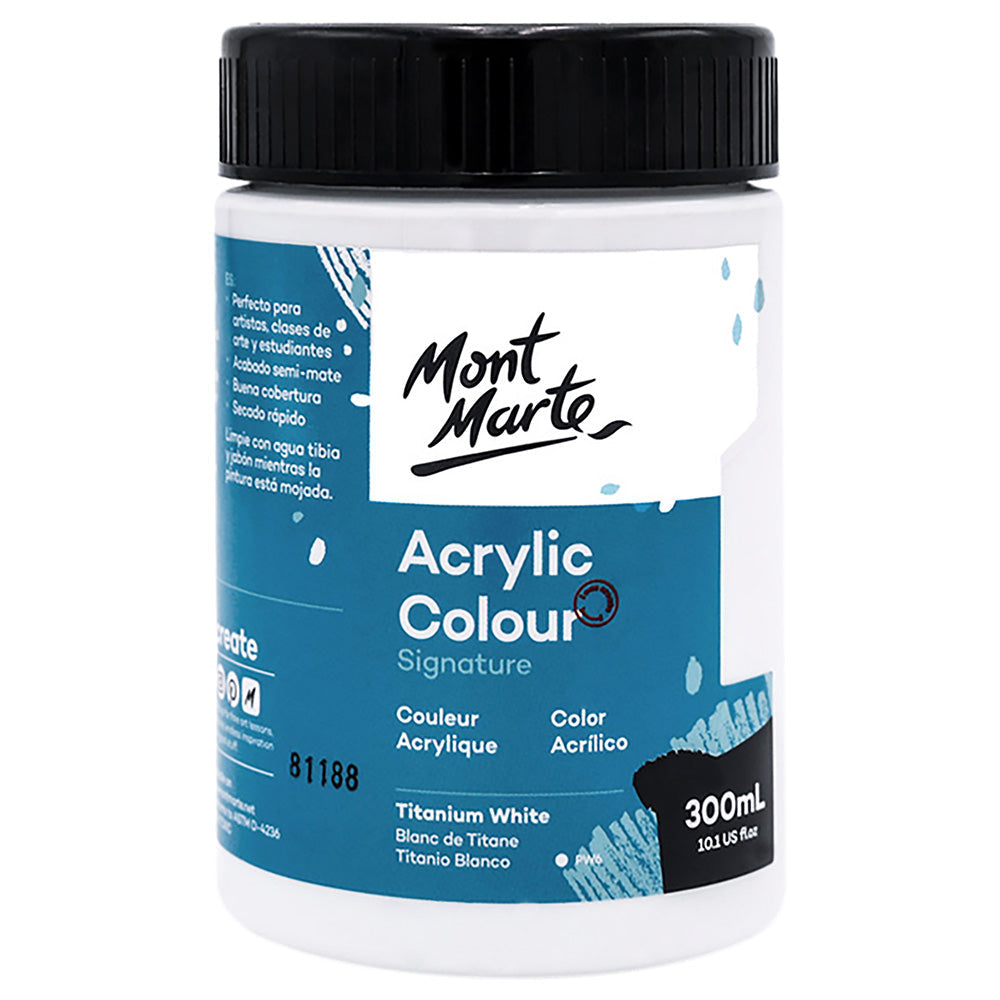 Mont marte Acrylic Colour Paint 300ml - Titanium White - Al Masam Stationery LLC Main image